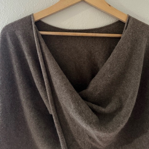 Minnie Rose 100% Cashmere Luxurious Twist Front Ruana Sweater Drapey Slouch XS/S - Picture 2 of 7